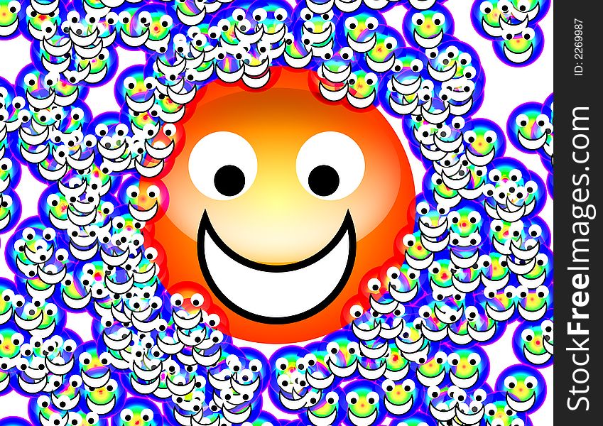An image of a set of happy cartoon faces. An image of a set of happy cartoon faces.