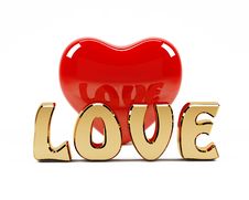 3D Love Text And Red Heart Stock Images 3D Love Text And Red Heart Stock Images