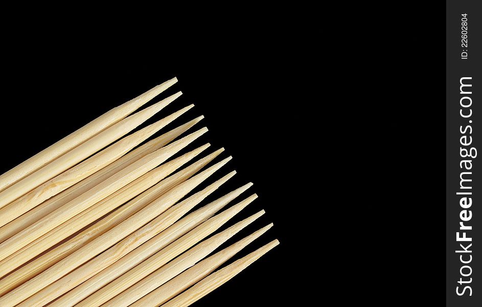 Close-up of wooden dental toothpicks