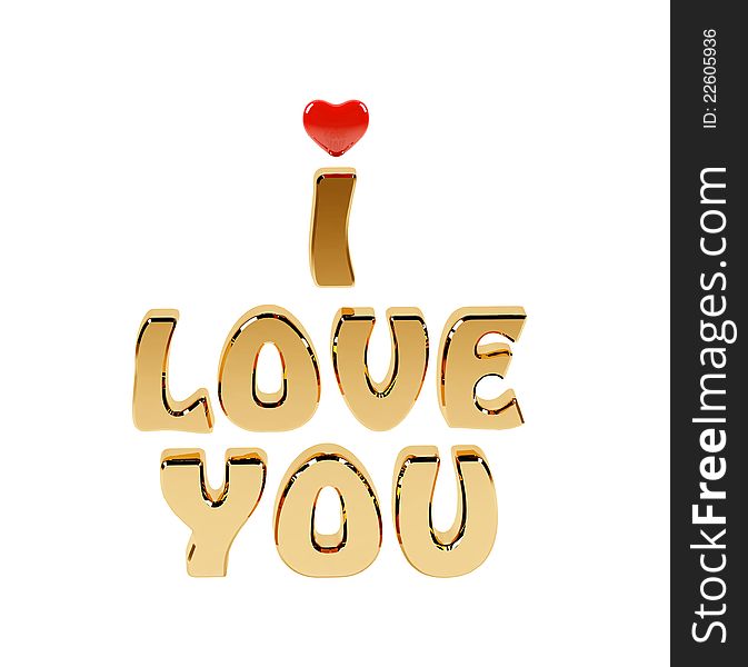 I Love you text and red heart