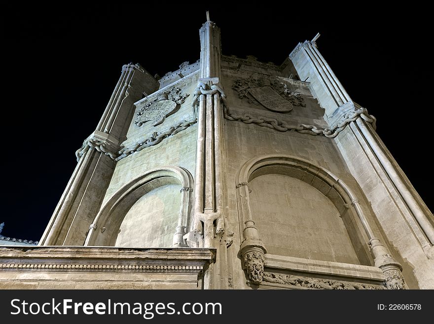Cathedral Church of Saint Mary in Murcia at night. Tower Details. Cathedral Church of Saint Mary in Murcia at night. Tower Details.
