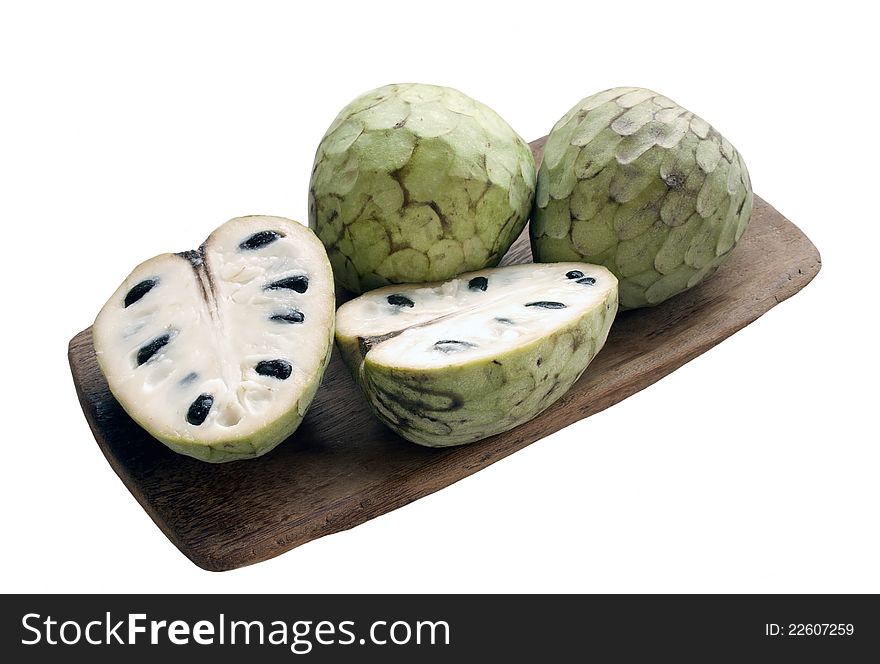 Fresh ripe cherimoya in isolated over white background