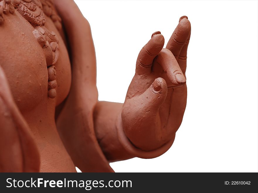 Closeup of Buddha statue with mudra hand sign. Closeup of Buddha statue with mudra hand sign