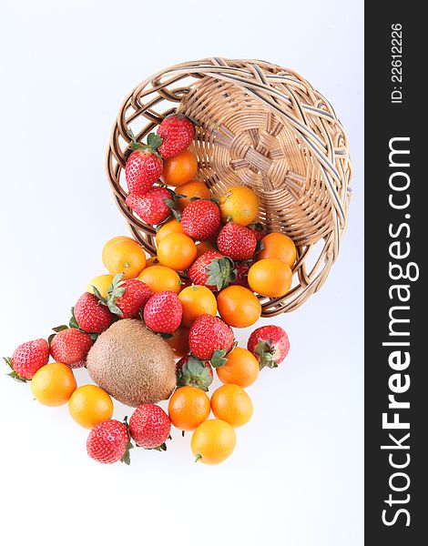 The fresh fruits strawberry orange nourishment health food the color is colorful