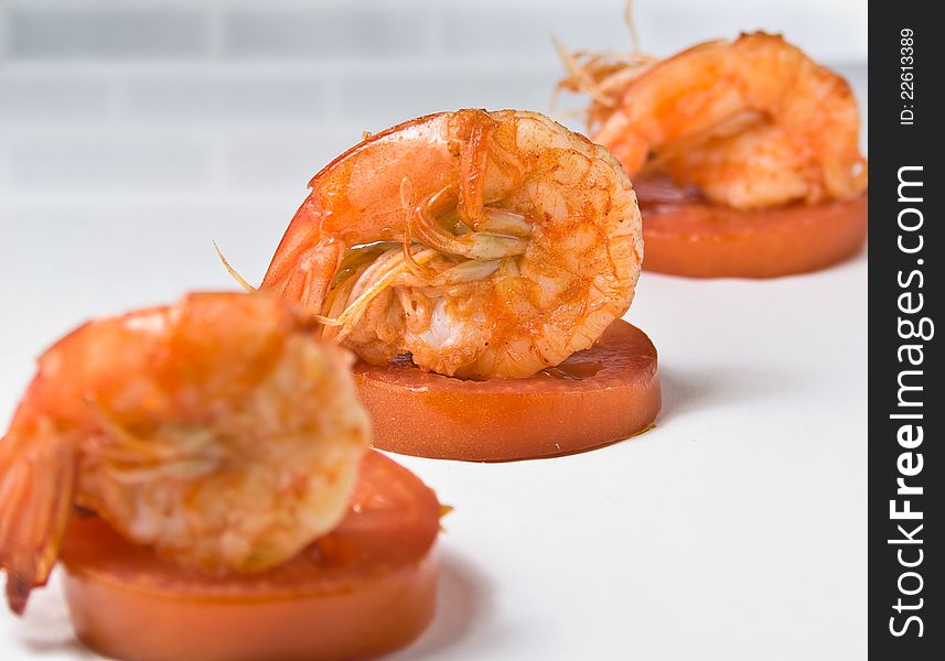 Delicious Fried shrimps with and tomatoes. Delicious Fried shrimps with and tomatoes.