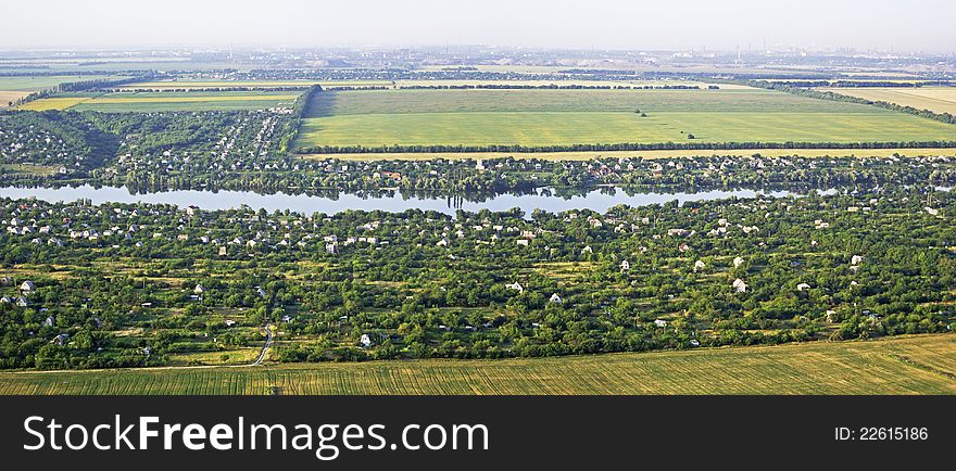 Landscape with a bird's eye view, panorama