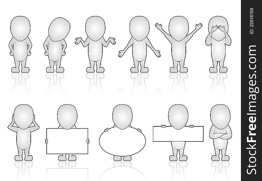 Sign holding, various character illustration set. Sign holding, various character illustration set.
