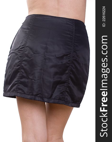Isolated details of black mini skirt