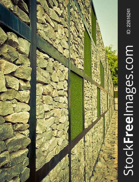 Texture of old stone wall  in the garden