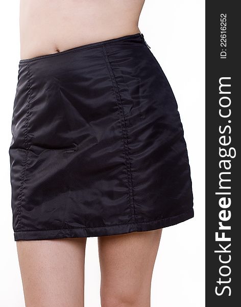 Isolated details of black mini skirt