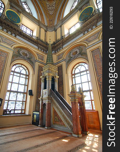 Interior details of a mosque in Istanbul, Turkey