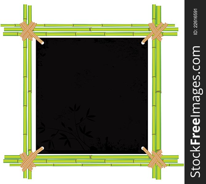 Bamboo Frame With Tropic Old Paper