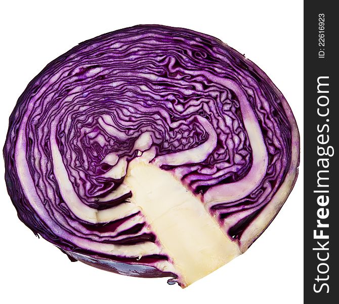 Blue cabbage head cross-section.