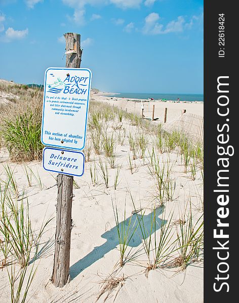 Adopt a beach sign at Cape Henlopen State Park in Lewes, DE.