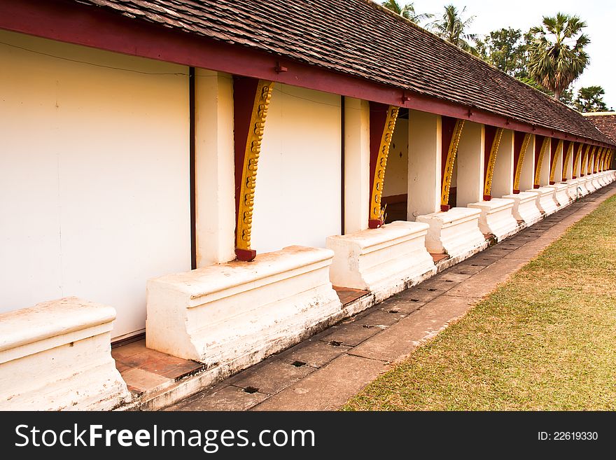 A long corridor. From the side of the temple.