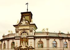 Facade Of The Building With A Sculpture Royalty Free Stock Photo Facade Of The Building With A Sculpture Royalty Free Stock Photo