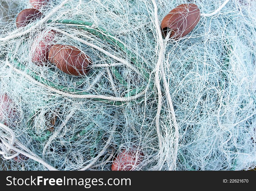 Detail of some colored fishing nets