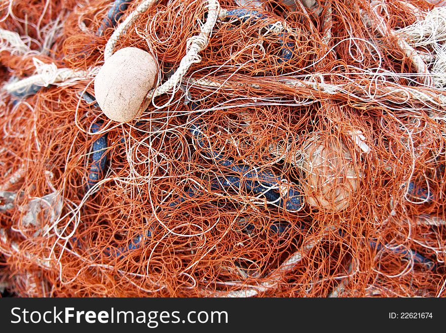 Detail of some colored fishing nets