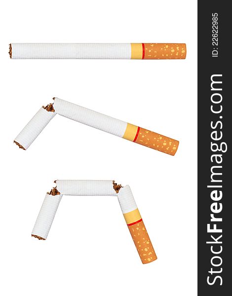 Three cigarettes isolated on white background. Three cigarettes isolated on white background