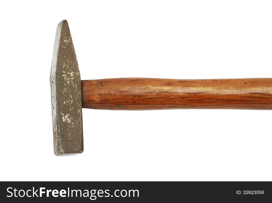 Old hammer isolated on white background