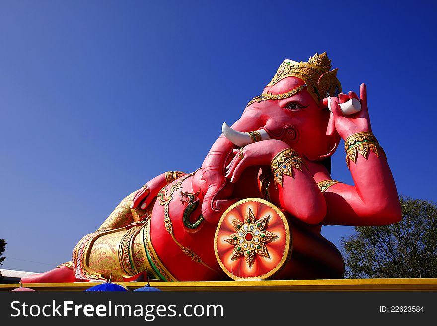 Pink Ganesh statue at Saman Rattana Ram Temple of Thailand. Pink Ganesh statue at Saman Rattana Ram Temple of Thailand