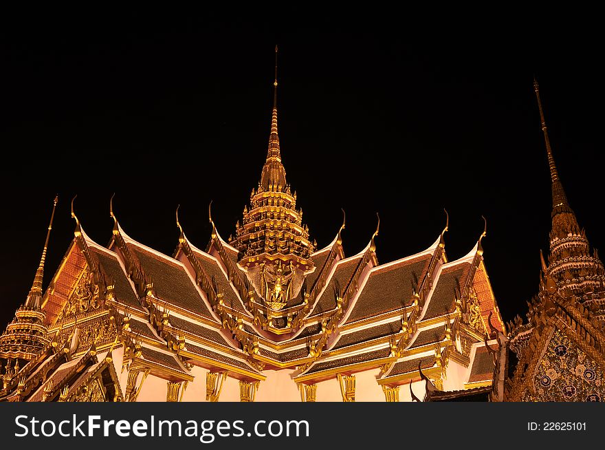 Wat Phra Kaew at night, Temple of the Emerald Buddha, Bangkok, Thailand