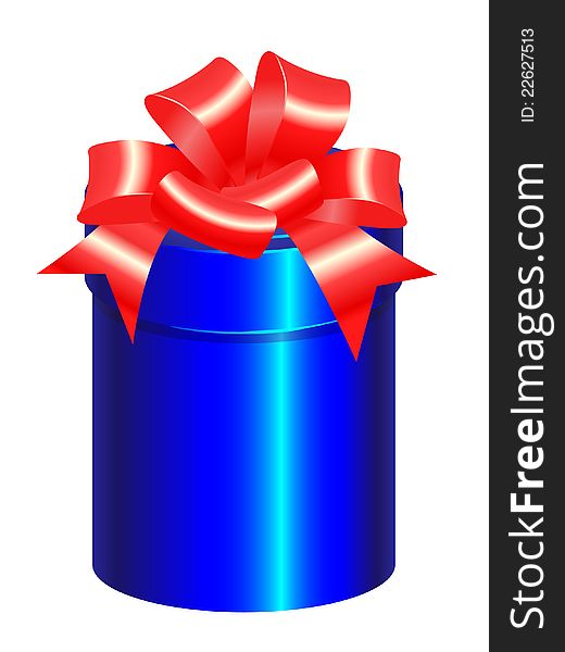 Blue gift box with red bow