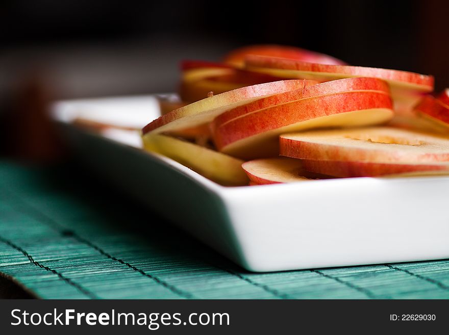 Sliced red apples on a bowl. Sliced red apples on a bowl