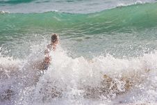 Body Surfing In Tropical Waves Stock Image