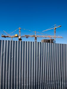 Building Cranes For Fence Stock Photos Building Cranes For Fence Stock Photos