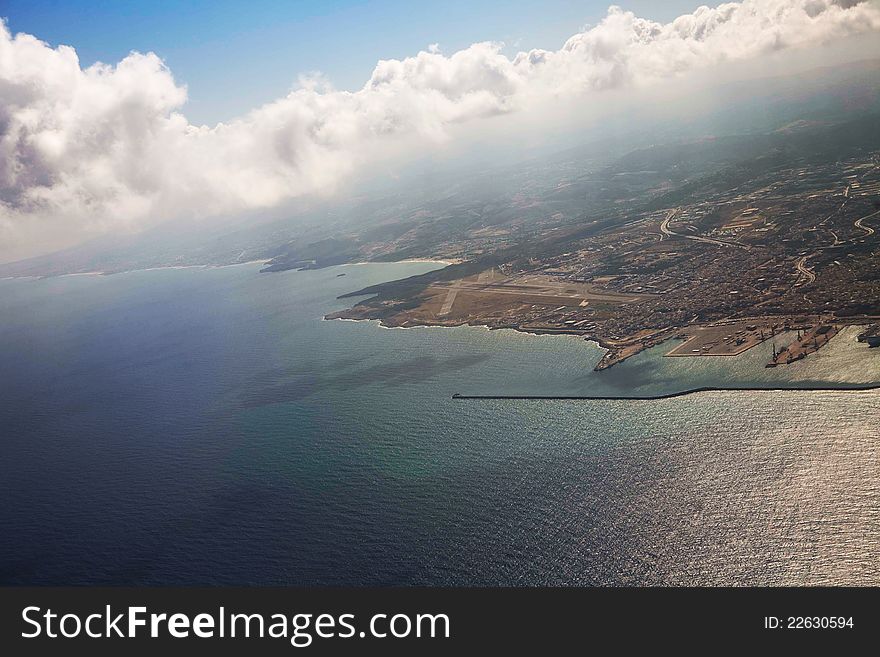 Crete island, Greece - view from airplane