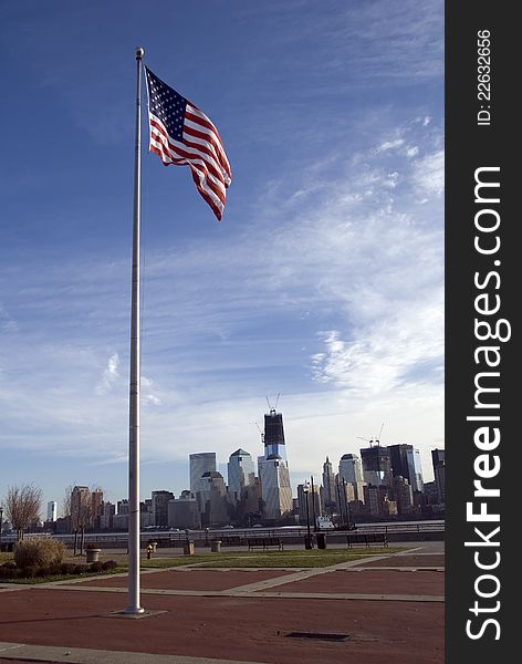 National Flag of United States, Manhattan skyline