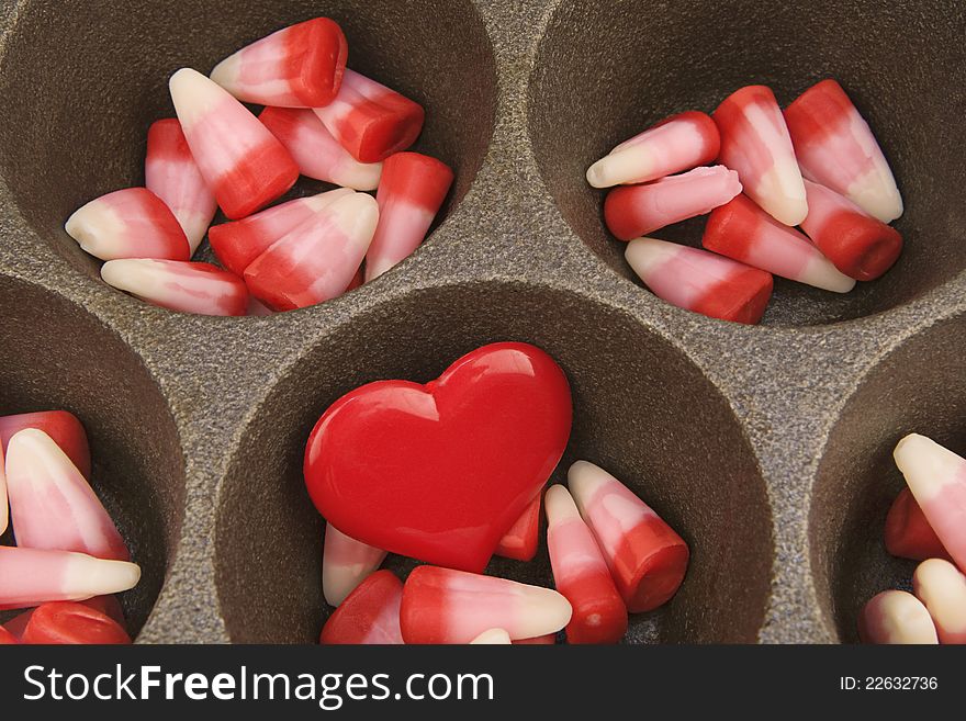 Valentine&#x27;s Day Candy Corn with Red Heart