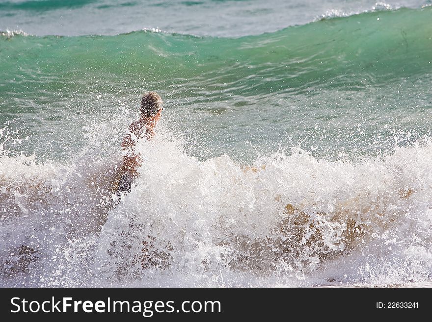 Body Surfing In Tropical Waves