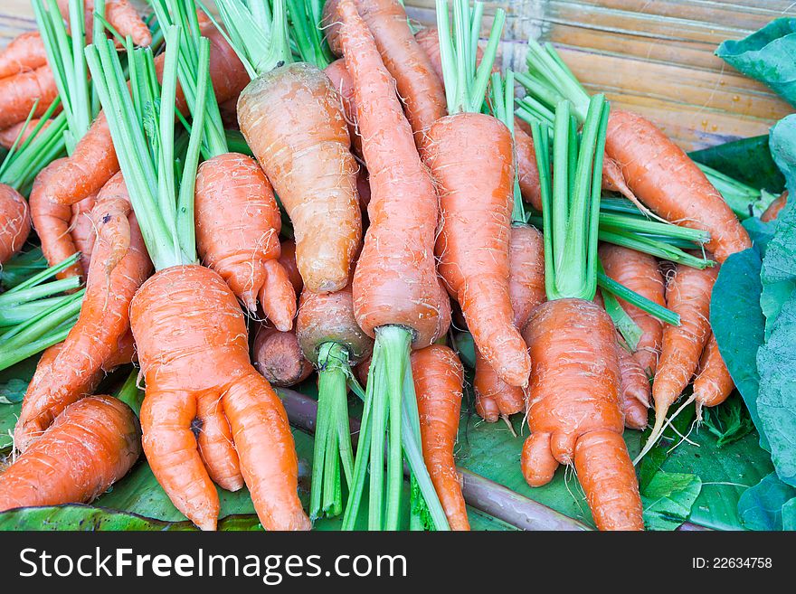 Closeup Freshly Carrots on the market