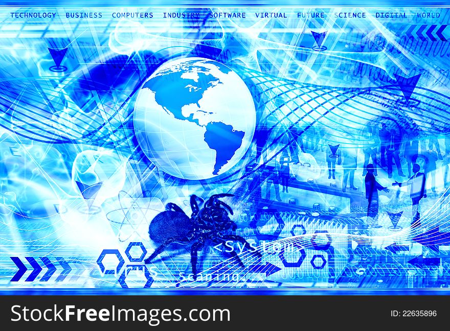 Futuristic science, industry, digital background illustration in blue color with high quality, saturation, contrast. Futuristic science, industry, digital background illustration in blue color with high quality, saturation, contrast.