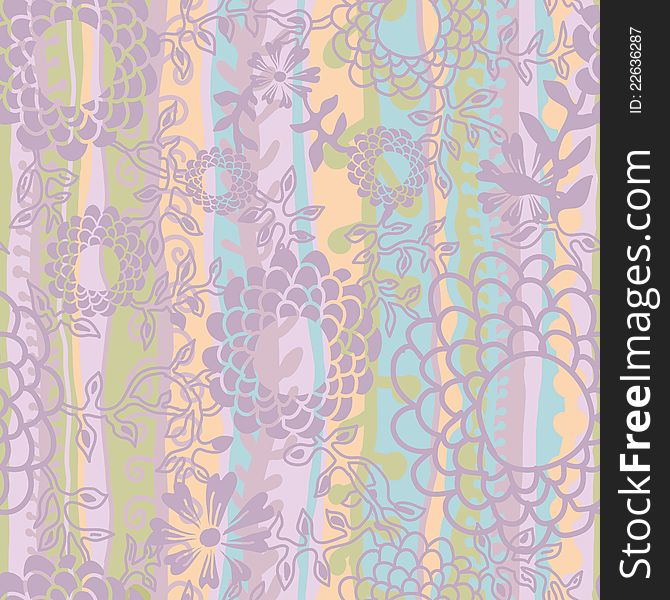 Floral seamless pattern in pastel tones. Vector illustration