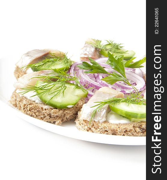 Delicious sandwiches with herring