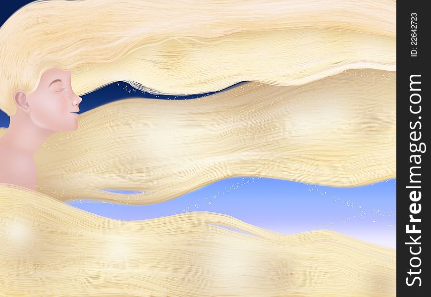 Beautiful Princess Rapunzel and wind