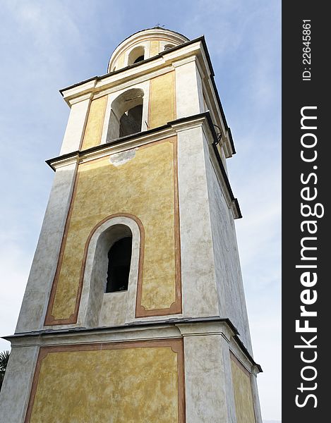 Bell tower in italian village