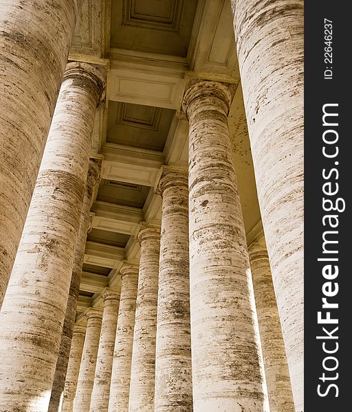 A view of the columns in St Peter Square - Vatican. A view of the columns in St Peter Square - Vatican