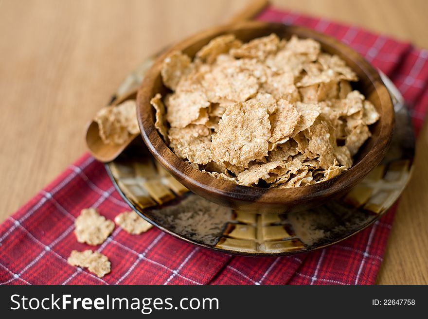 Healthy breakfast of whole grain cereals - muesli