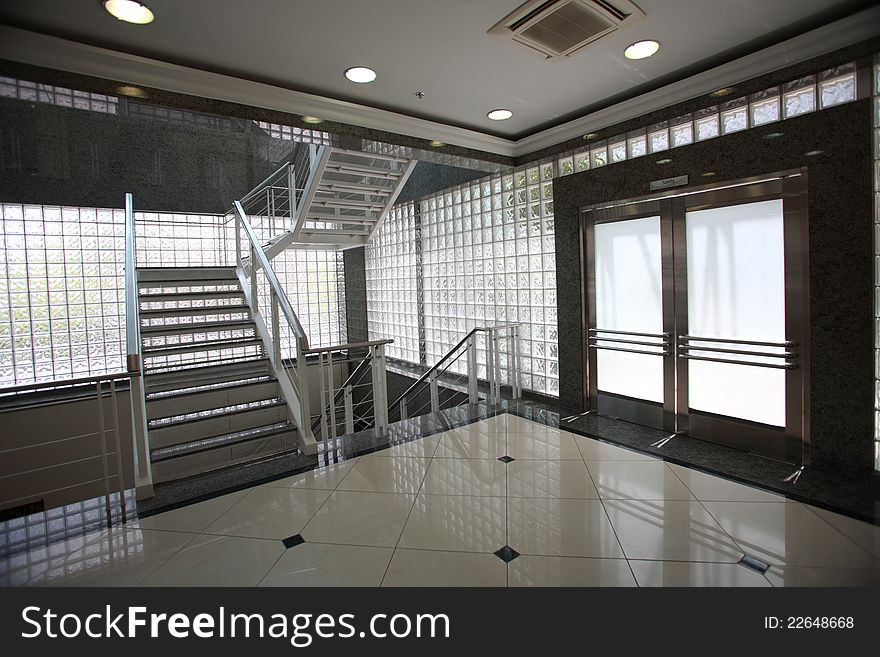 Stair And Door In Modern Building