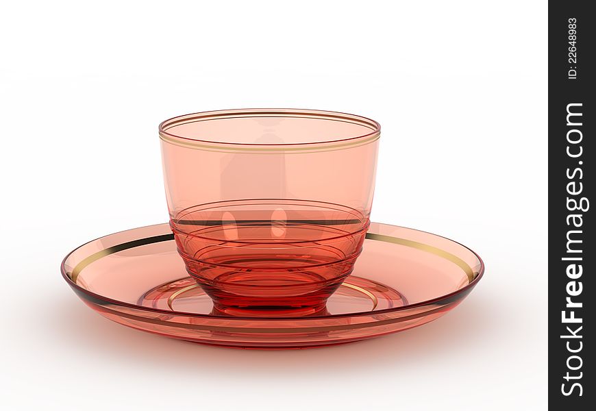 Image of red cup and plate on a white background