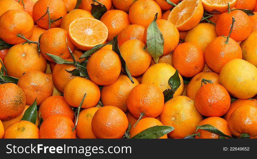 A Colourful Display of Fresh Sweet Clementine Oranges.