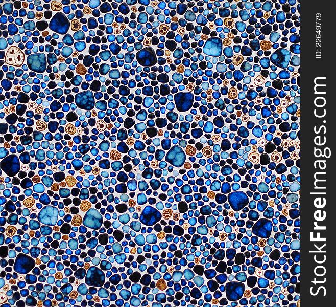 Colorful round edges blue brown stones mosaic background. Colorful round edges blue brown stones mosaic background