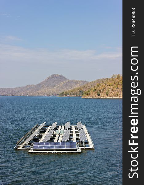 Solar cells are placed on the lake. Solar cells are placed on the lake.