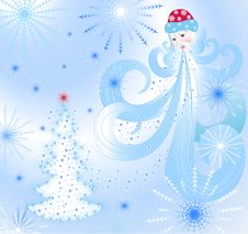Santa Claus Is Blowing On The Christmas Tree Stock Photo Santa Claus Is Blowing On The Christmas Tree Stock Photo