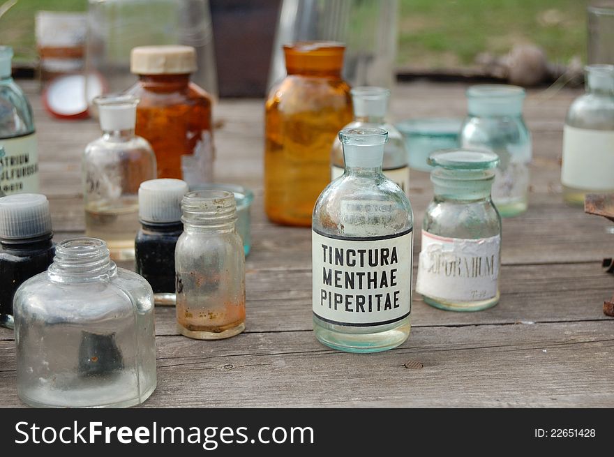 Old fashioned bottles for medicine. Old fashioned bottles for medicine