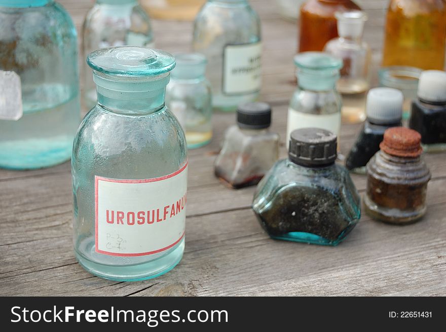 Old fashioned bottles for medicine. Old fashioned bottles for medicine